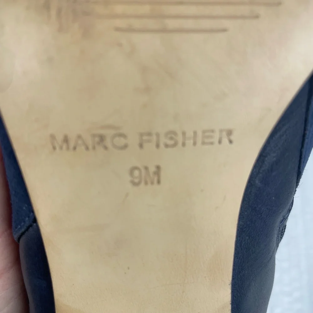 Marc Fisher Blue Suede Peep Toe High‎ Heel Ankle Boots 9M